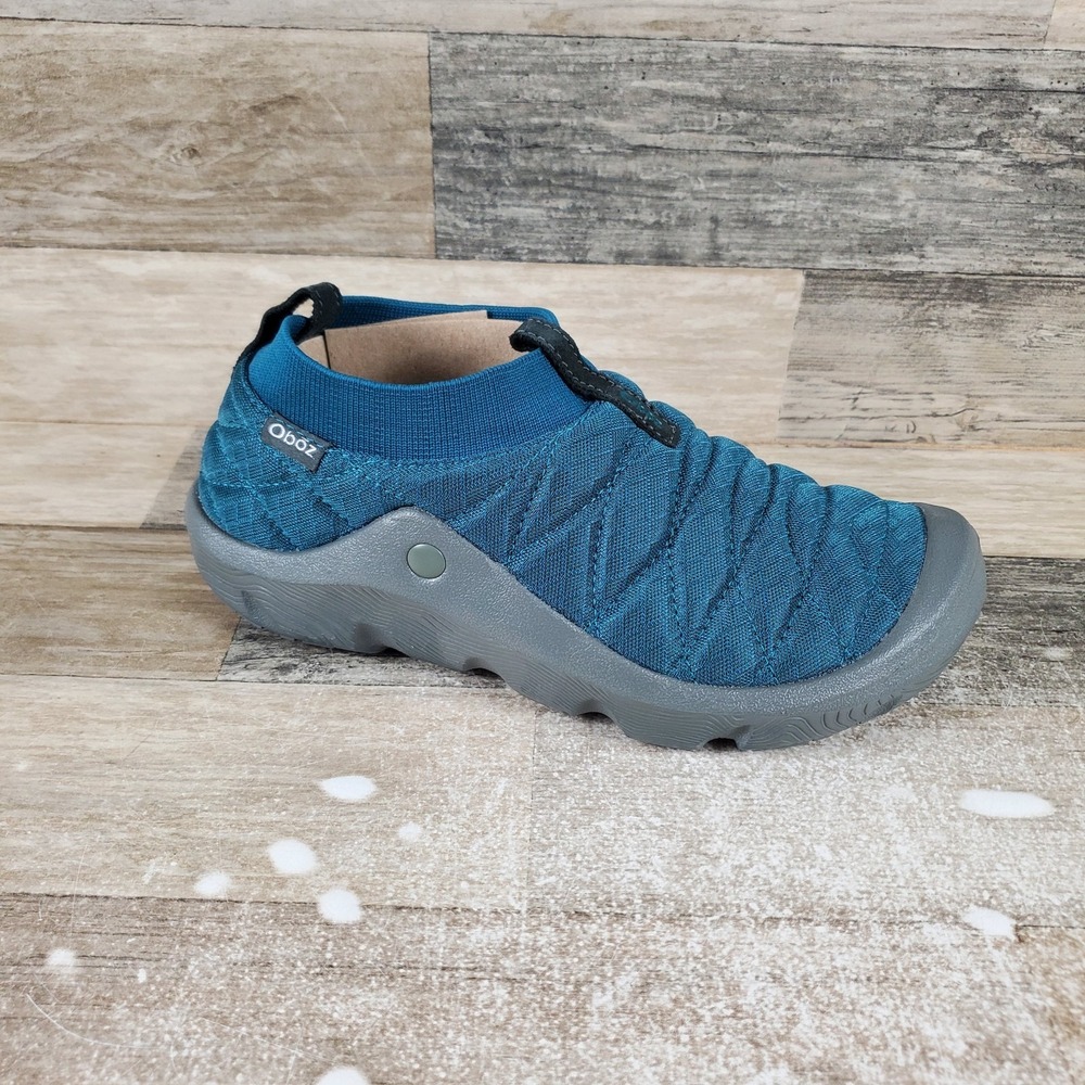 Oboz Whakata‎ Puffy Womens Shoes Sz 9 Teal Blue Gray Round Toe Slip On Sneakers